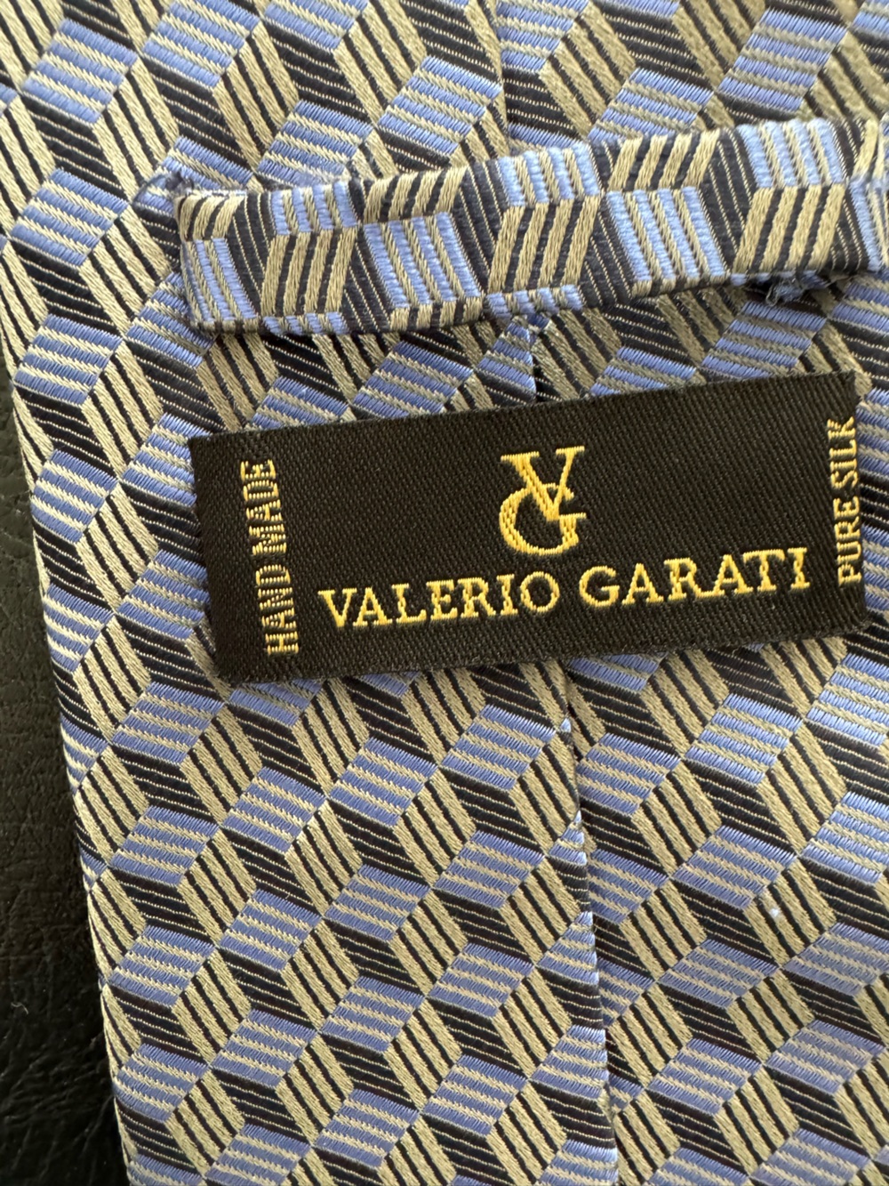 Valerio Garati Handmade Blue Geometric Silk Tie